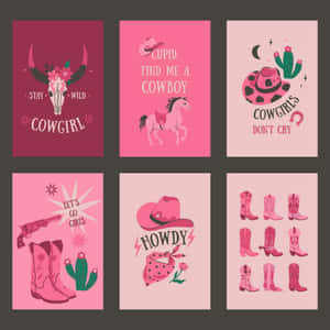 Pink Cowgirl Aesthetic Collage Wallpaper