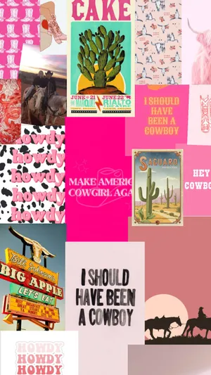Pink Cowgirl Aesthetic Collage Wallpaper