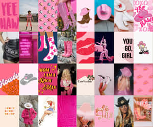 Pink Cowgirl Aesthetic Collage Wallpaper