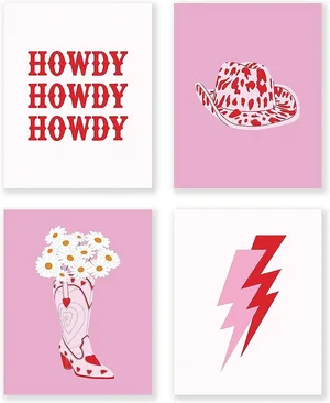 Pink Cowgirl Aesthetic Collage Wallpaper