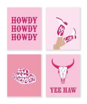 Pink Cowgirl Aesthetic Quad Prints Wallpaper