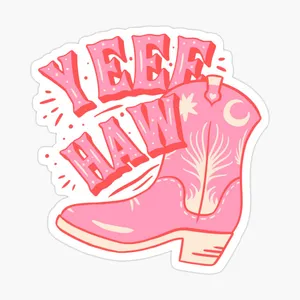 Pink Cowgirl Boot Yeehaw Sticker Wallpaper
