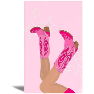 Pink Cowgirl Boots Art Wallpaper