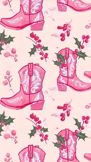 Pink Cowgirl Boots Christmas Wallpaper