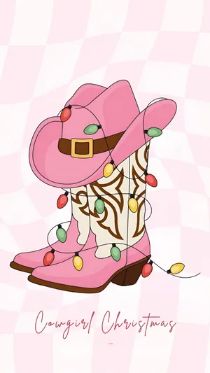 Pink Cowgirl Boots Christmas Wallpaper
