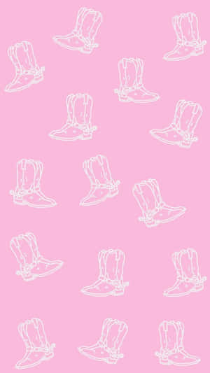 Pink Cowgirl Boots Pattern Wallpaper