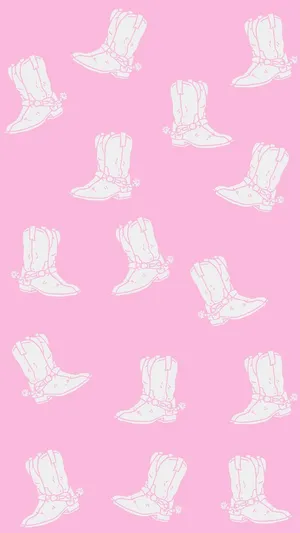 Pink Cowgirl Boots Pattern Wallpaper