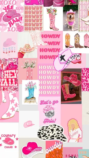 Pink Cowgirl Collage Aesthetic.jpg Wallpaper