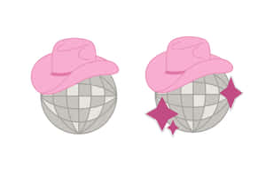 Pink Cowgirl Hat Disco Balls Wallpaper