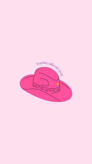 Pink Cowgirl Hat Illustration Wallpaper