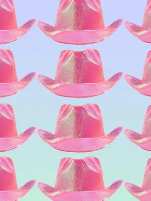Pink Cowgirl Hat Pattern Aesthetic.jpg Wallpaper