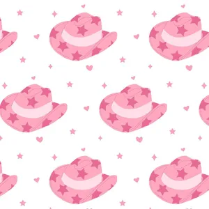 Pink Cowgirl Hat Pattern Wallpaper