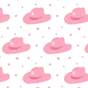Pink Cowgirl Hat Pattern Wallpaper