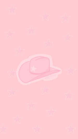Pink Cowgirl Hat Stars Background Wallpaper