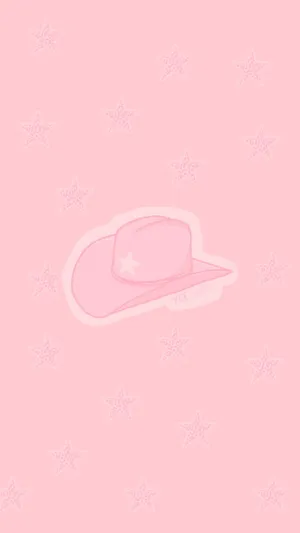 Pink Cowgirl Hat Stars Background Wallpaper