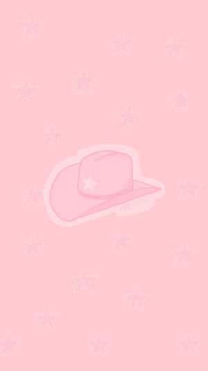 Pink Cowgirl Hat Stars Background Wallpaper