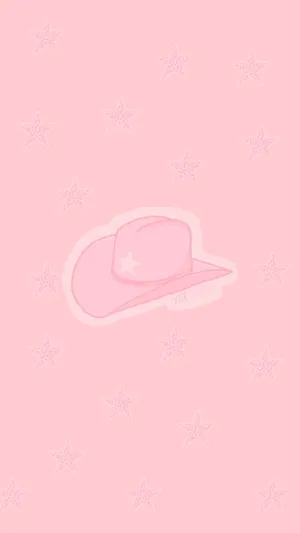 Pink Cowgirl Hat Stars Background Wallpaper
