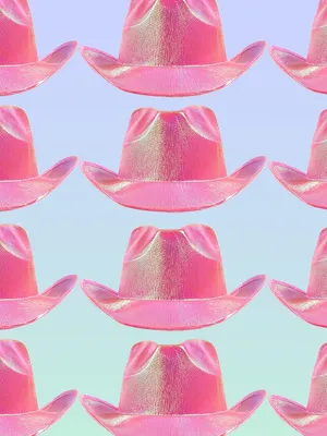 Pink Cowgirl Hats Pattern Aesthetic.jpg Wallpaper