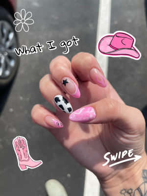 Pink Cowgirl Nail Art Inspiration Wallpaper