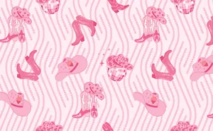 Pink Cowgirl Pattern Background Wallpaper