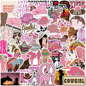 Pink Cowgirl Sticker Collage Aesthetic Wallpaper