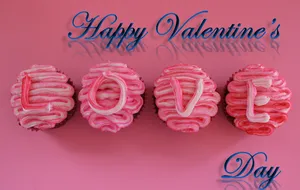 Pink Cute Valentines Day Love Cupcakes Illustration Wallpaper