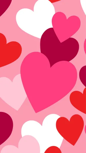 Pink Cute Valentines Hearts Vector Art Wallpaper
