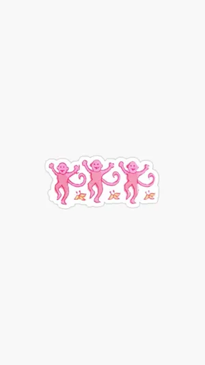 Pink Dancing Monkeys Sticker Wallpaper