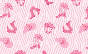 Pink Disco Cowgirl Pattern Wallpaper