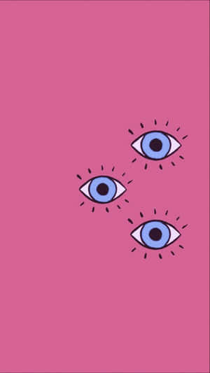 Pink Evil Eye Illustration Wallpaper