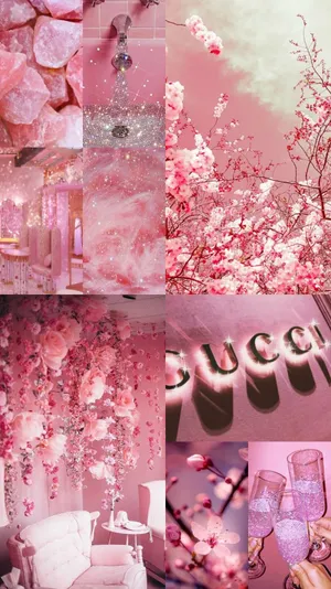 Pink Fall Aesthetic Collage Wallpaper