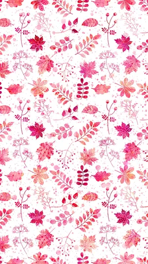 Pink Fall Leaves Pattern Wallpaper