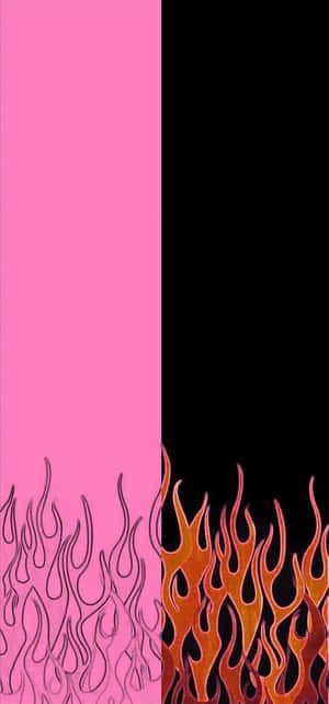Pink Flames In Two Columns Wallpaper