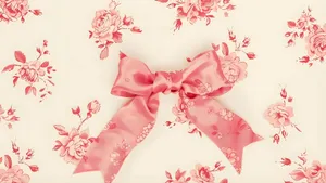 Pink Floral Aesthetic Bow Wallpaper