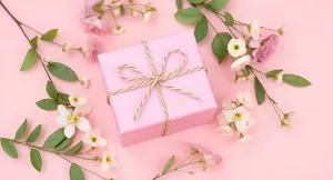 Pink Floral Gift Box With Ribbon Wallpaper