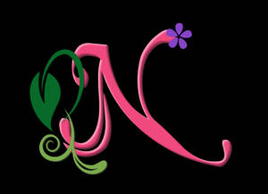 Pink Floral Letter N Wallpaper