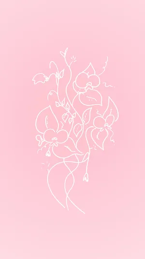 Pink Floral Sketch Artwork Wallpaper