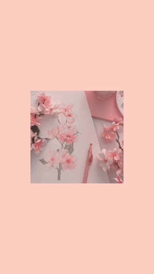 Pink Flowers Peach Pastel Aesthetic Wallpaper