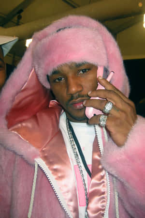 Pink Fur Hoodieand Phone Mcbling Aesthetic Wallpaper