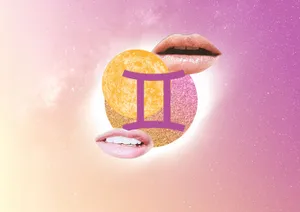 Pink Gemini Aesthetic Cosmic Lips Wallpaper