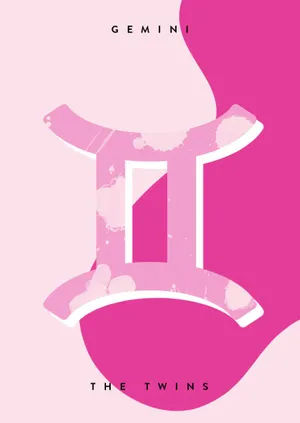 Pink Gemini Zodiac Sign Art Wallpaper