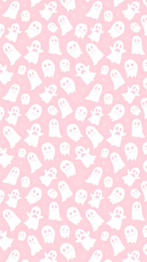 Pink Ghost Pattern Halloween Wallpaper