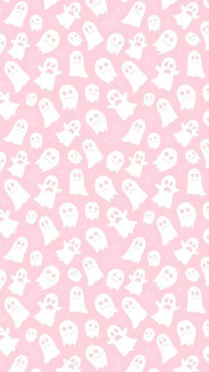 Pink Ghost Pattern Halloween Wallpaper