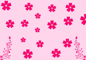 Pink Girly Floral Pattern Wallpaper