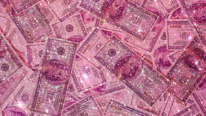 Pink Glitter Dollar Bills Aesthetic Wallpaper