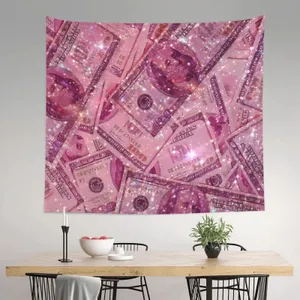 Pink Glitter Money Canvas Art Wallpaper