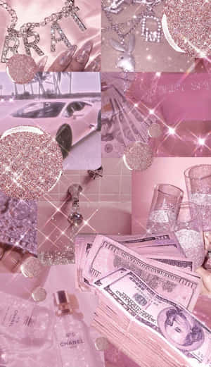 Pink Glitter Money Luxury Aesthetic.jpg Wallpaper