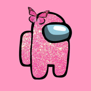 Pink Glittery Butterfly Pin Cute Among Us Wallpaper