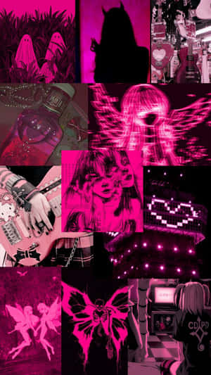 Pink Goth Collage Aesthetic.jpg Wallpaper