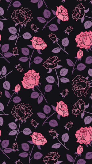 Pink Goth Rose Pattern Wallpaper